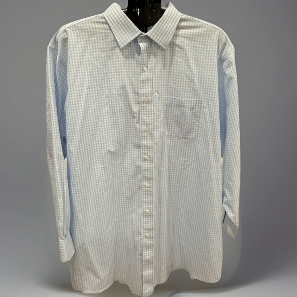 Brook brothers 18.5-34 Madison Light Blue Checkered Button Down Shirt